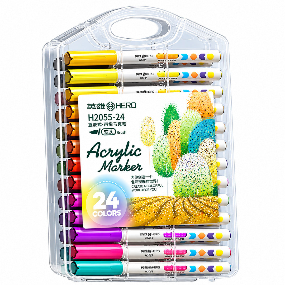 HERO H2055-24 Acrylic Marker Pen Set – 24 Colors
