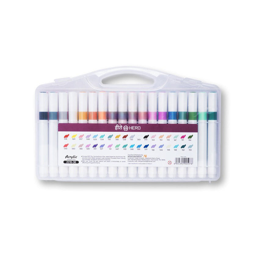 Hero 2016-M36 Acrylic Marker Pen 36 Colour Set for Art & Craft