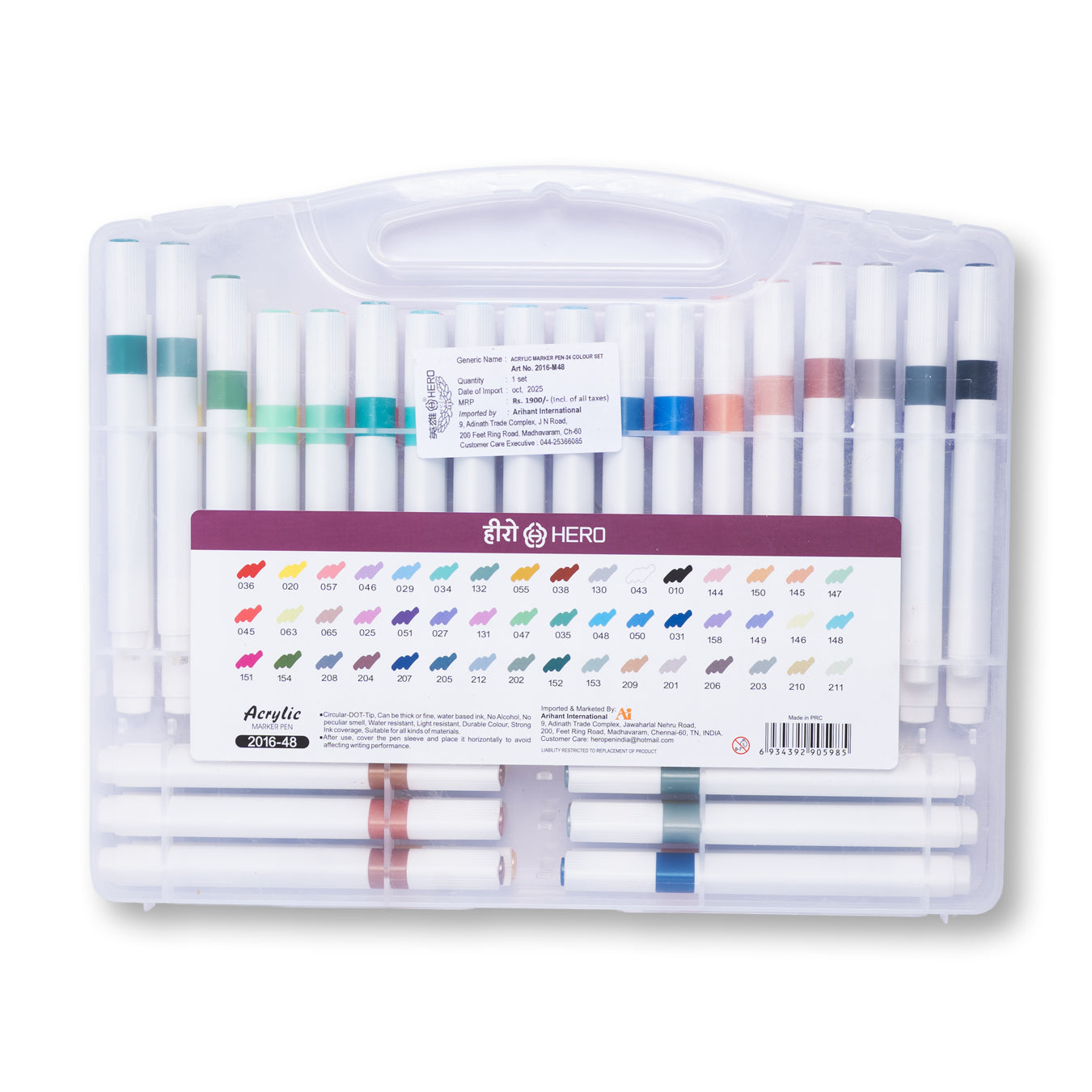 Hero Acrylic Marker Pen Set 2016-M48 – 48 Colors