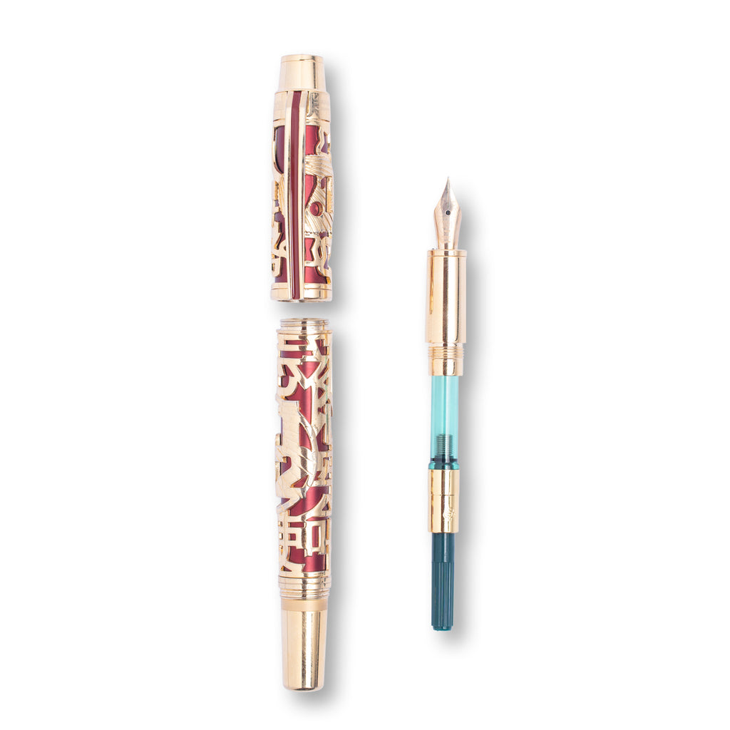 HERO H71 18K Red Jali Fountain Pen Fine Nib