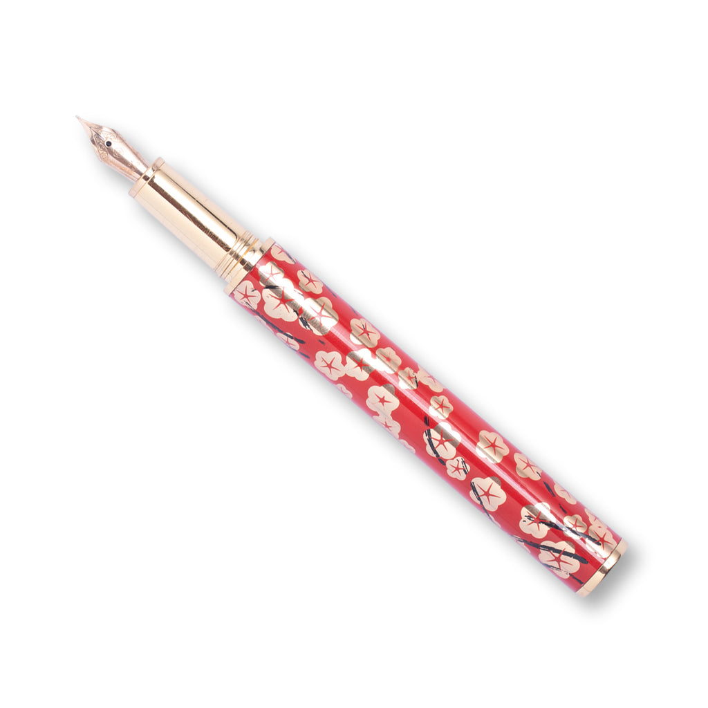 HERO H72-12K Red Flower Fountain Pen Fine Nib