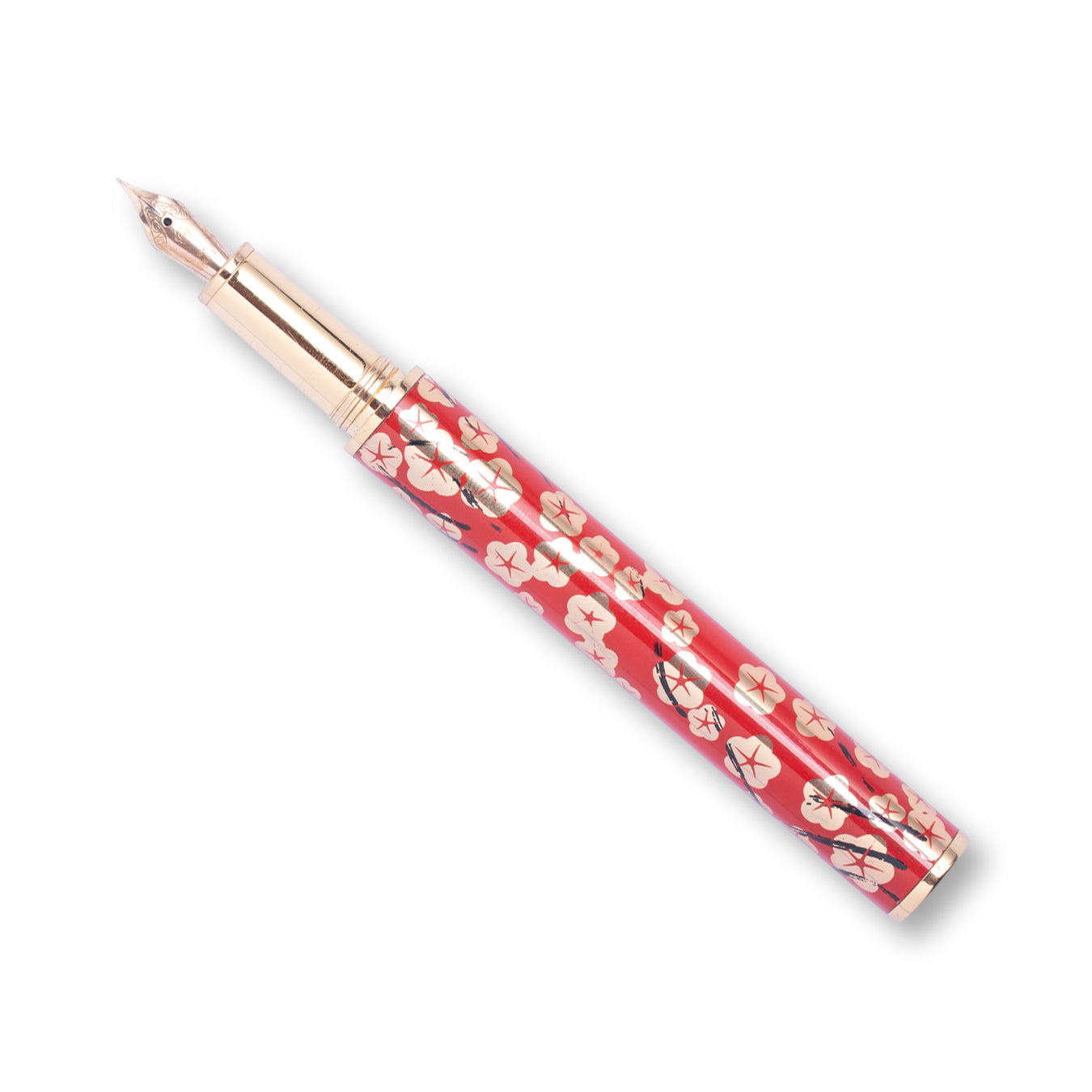 HERO H72-12K Red Flower Fountain Pen Fine Nib