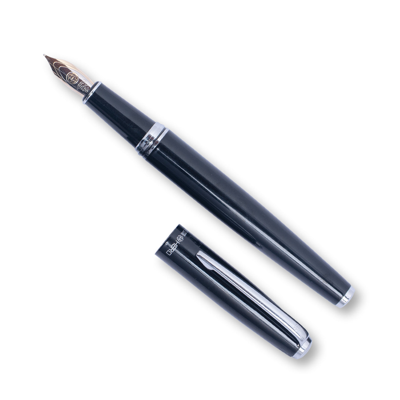 Hero 373 Fountain Pen Fine Nib Black Metal Body
