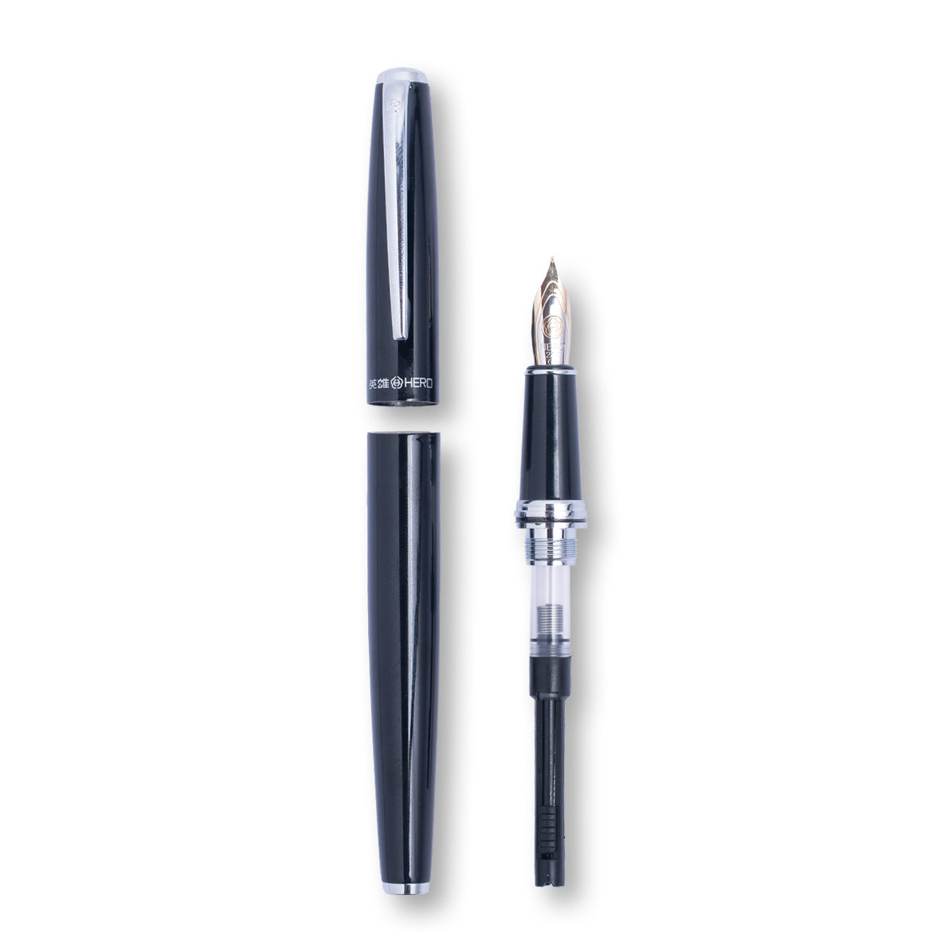 Hero 373 Fountain Pen Fine Nib Black Metal Body