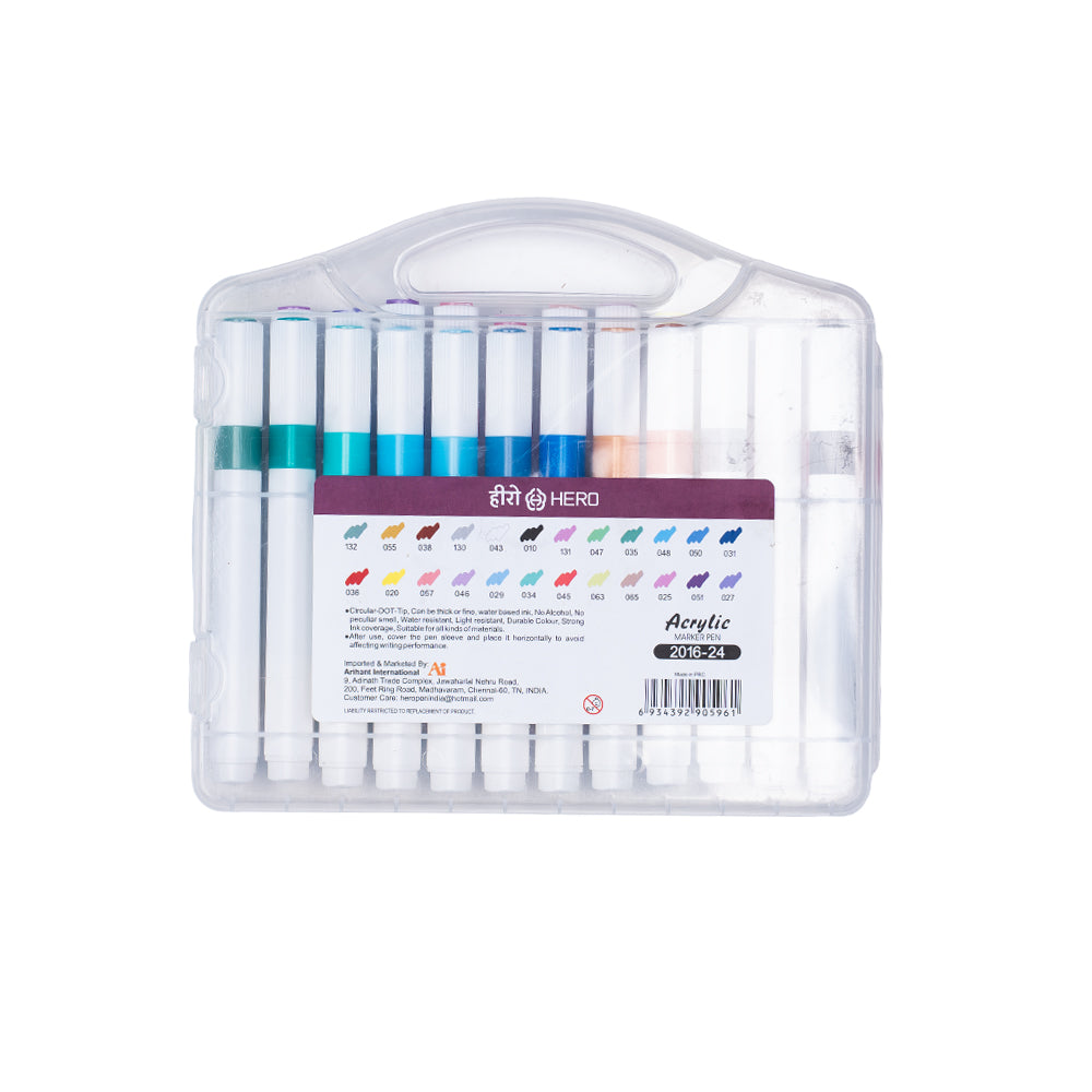Hero Acrylic Marker Pen 24 Colour Set