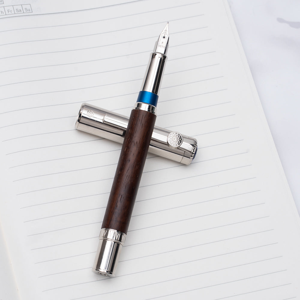 Hero E718 Dual Nib Fountain Pen – Fine 0.5mm Wooden Writing Pen