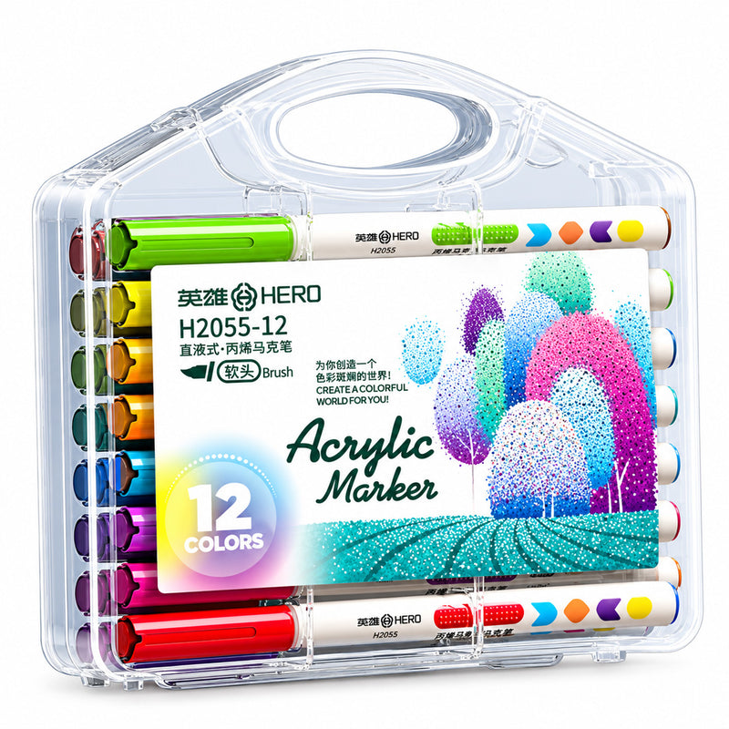 HERO H2055-12 Acrylic Marker Pen Set – 12 Colors