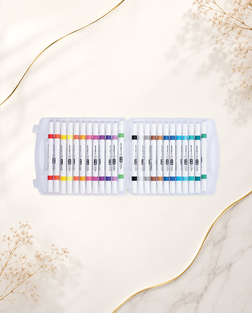 Hero Acrylic Marker Pen Water-Based Dual Tip 24 Colours