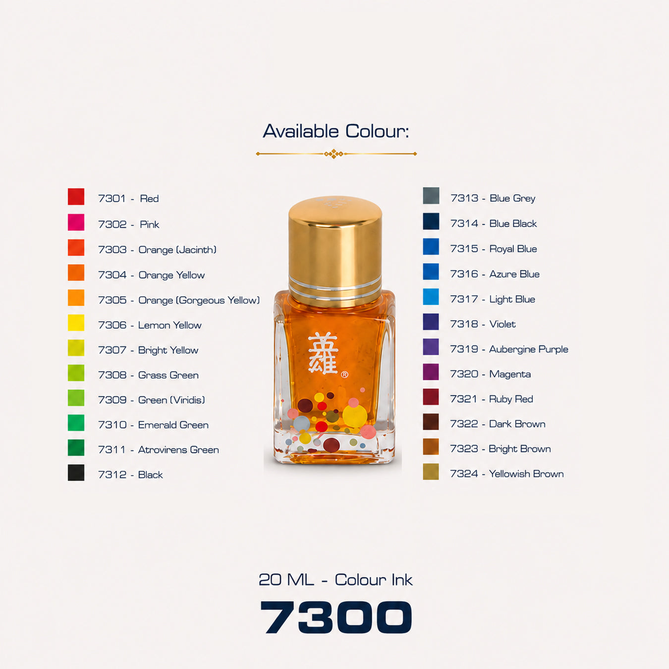 Hero 7300 Ink 20ml Set - 24 Vibrant Colours