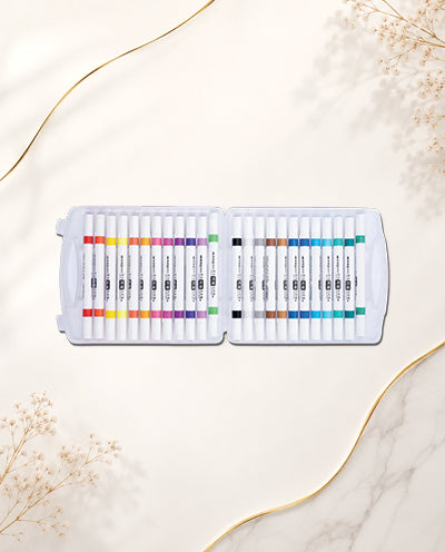 Hero Acrylic Marker Pen Water-Based Dual Tip 24 Colours